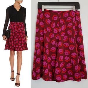 Pink and Purple Diane Von Furstenberg Rosalita Silk Blend Skirt 6